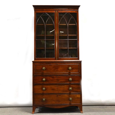 Lot 300 - George III mahogany secretaire bookcase