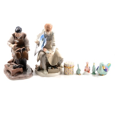 Lot 50 - Two Lladro figures, and a small collection of Copenhagen and Herend