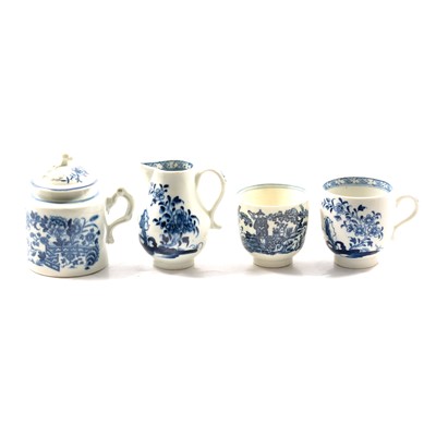Lot 17 - Four first period Worcester blue and white items
