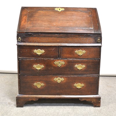 Lot 372 - George III country made oak bureau