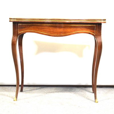 Lot 404 - French walnut and brass inlaid card table