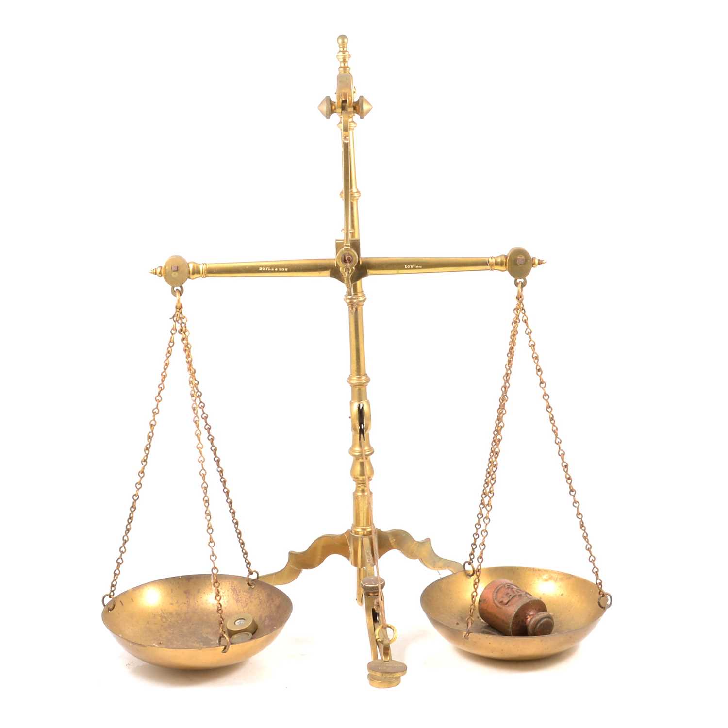 Lot 116 - Set of brass banking beam scales, by Doyle & Son, London