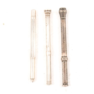 Lot 275 - Three Sampson Mordan silver propelling pencils