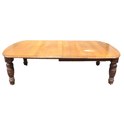 Lot 344 - Victorian carved oak windout dining table