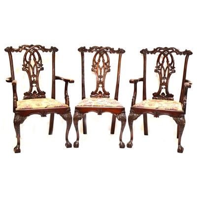 Lot 483 - Set of eight George III style mahogany dining chairs