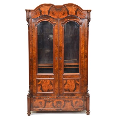 Lot 588 - Continental figured walnut display cabinet