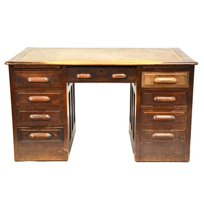 Lot 329 - American oak twin pedestal desk