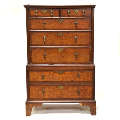 Lot 223 - George I style oak and walnut chest on chest