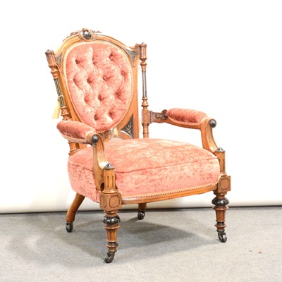 Lot 433 - Victorian walnut easy chair