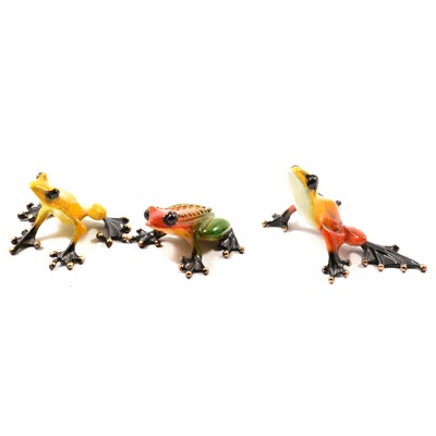 Lot 9 - Tim Cotterill (Frogman), three Limited Edition enamelled bronze sculptures of frogs.