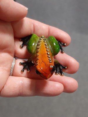 Lot 9 - Tim Cotterill (Frogman), three Limited Edition enamelled bronze sculptures of frogs.