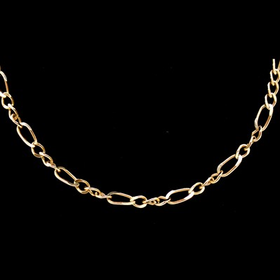 Lot 201 - A 9 carat yellow gold chain link necklace.