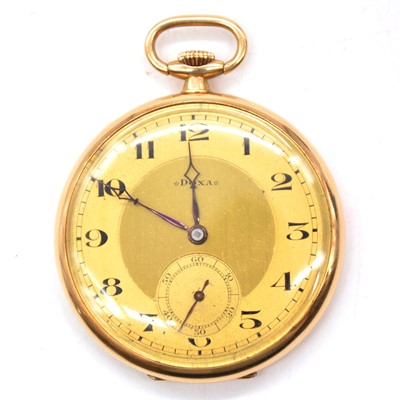 Lot 324 - A Doxa yellow metal open face pocket watch.