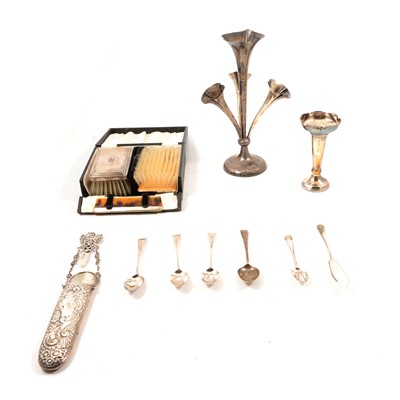Lot 307 - Victorian silver spectacles case, Birmingham 1899, Hilliard & Thomason, and other silverwares.