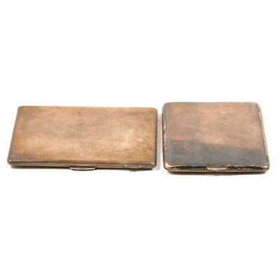 Lot 317 - Silver cigarette case, Frederick Field, Birmingham 1936, and another smaller.