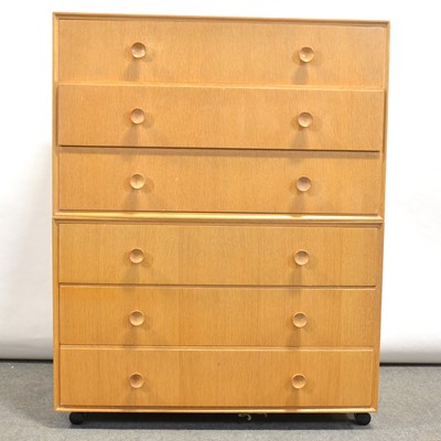 Lot 437 - Mid-century modern light oak two-section chest of drawers