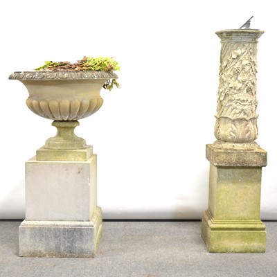 Lot 472 - Cast concrete urn and a sundial