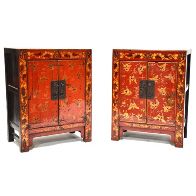 Lot 294 - Pair of Chinese painted cupboards