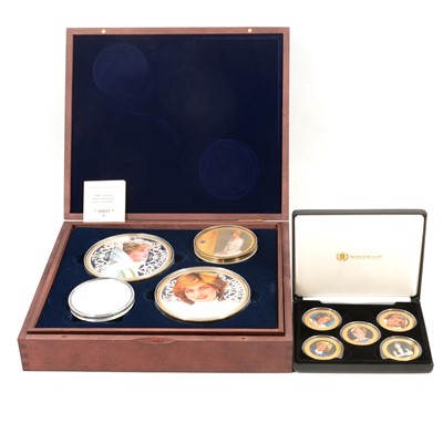 Lot 241 - A collection of Diana, Princess of Wales, commemorative gold, silver and plated coins.