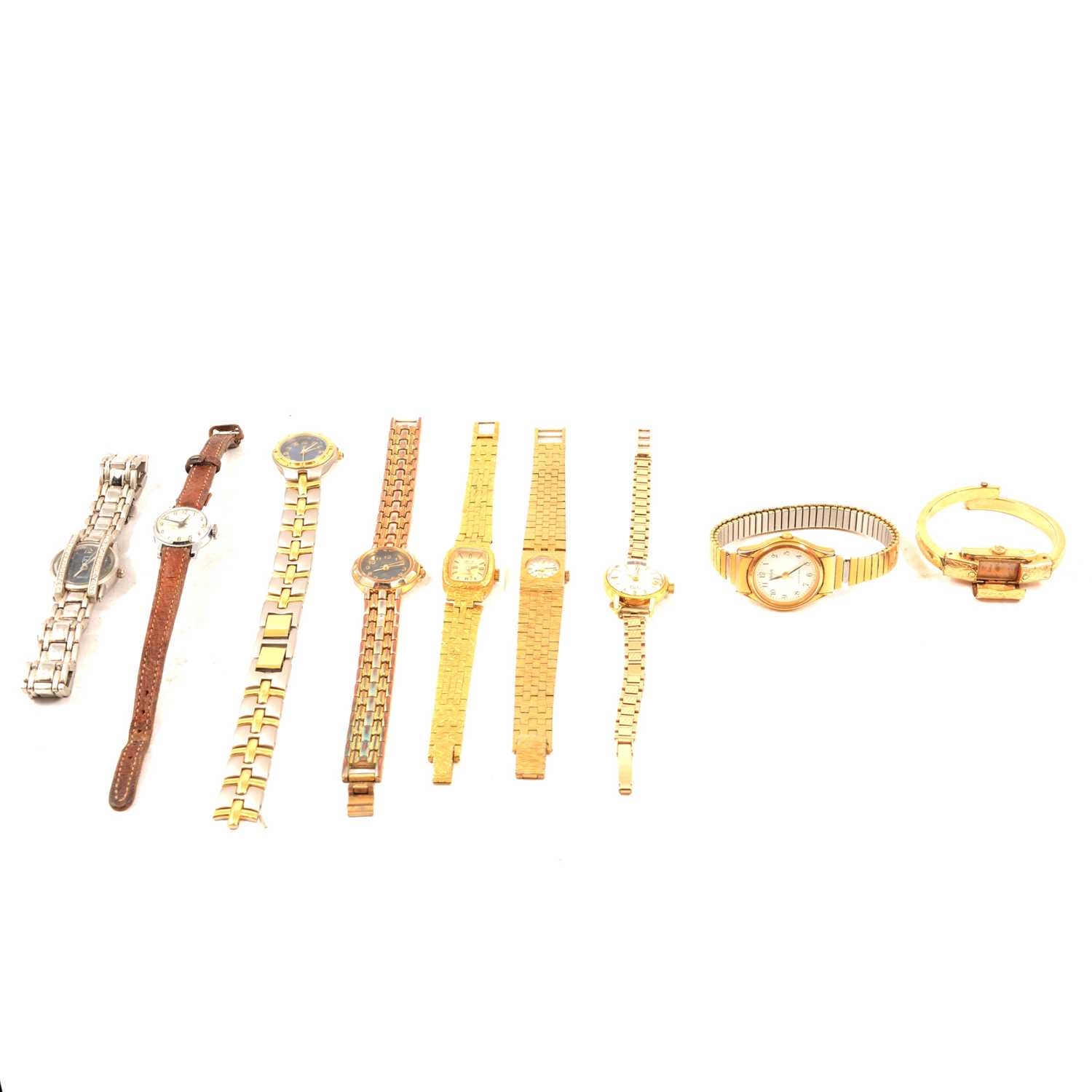 Lot 364 - An Eternamatic lady's wristwatch on 9 carat yellow gold bracelet and eight other wristwatches.