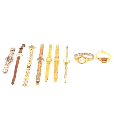 Lot 364 - An Eternamatic lady's wristwatch on 9 carat yellow gold bracelet and eight other wristwatches.
