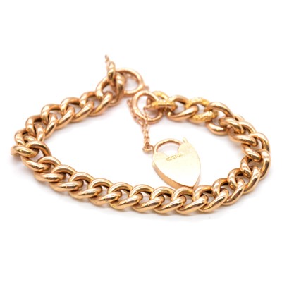 Lot 177 - A yellow metal hollow curb link bracelet.