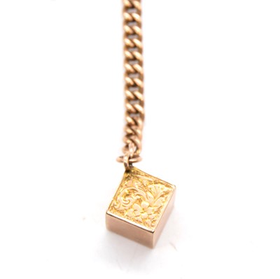 Lot 275 - A 9 carat yellow gold single Albert watch chain.
