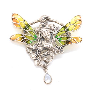 Lot 406 - A modern brooch/pendant in the Art Nouveau style.