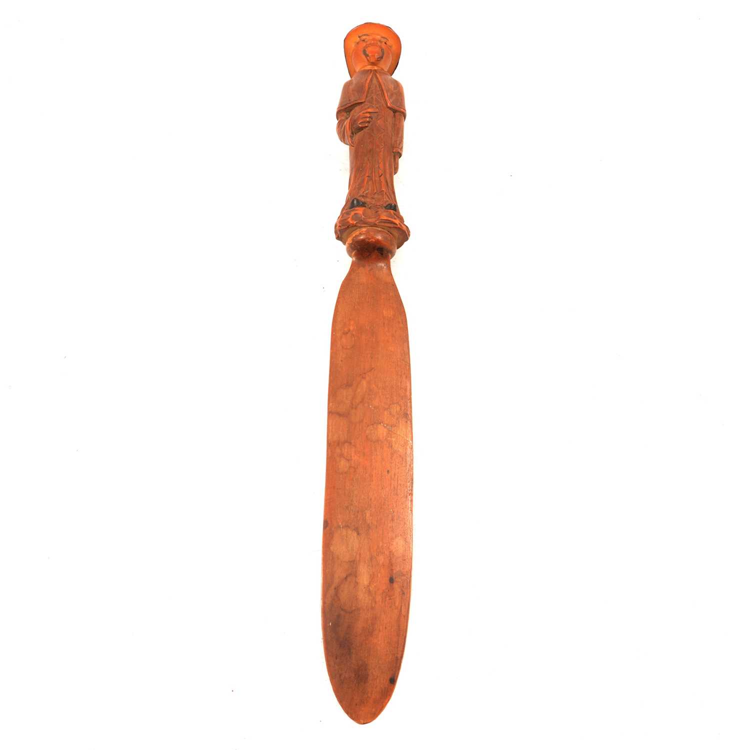 Lot 96 - Treen; carved softwood and nut page turner