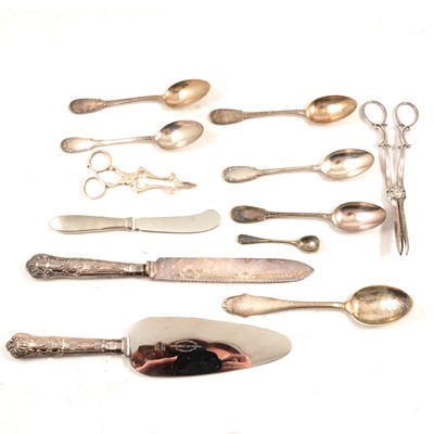 Lot 261 - Danish silver spoons, and other cutlery