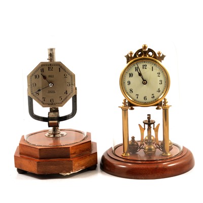 Lot 152 - Two mantel clocks under glass domes, one by Bulle