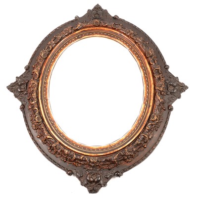 Lot 527 - Oval composition wall mirror and an aneroid barometer