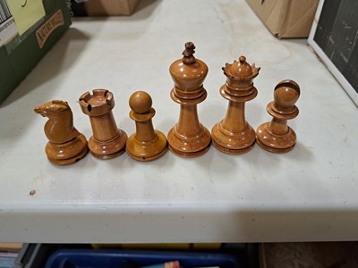 Lot 197 - Staunton pattern chess set in ebony and boxwood, and other vintage board games