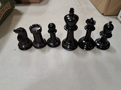 Lot 197 - Staunton pattern chess set in ebony and boxwood, and other vintage board games
