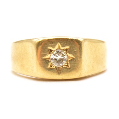 Lot 93 - A diamond set signet ring.