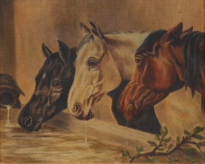 Lot 275 - Monogrammist DC, Horse at water trough.