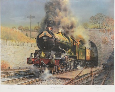 Lot 378 - Terence Cuneo, two large limited edition colour prints, King George V and Winston Churchill