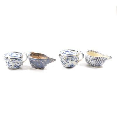 Lot 205 - Collection of blue and white pottery invalid feeding cups