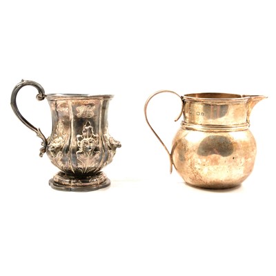 Lot 285 - Victorian silver christening mug and a silver milk jug