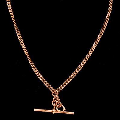 Lot 274 - A 9 carat rose gold double Albert watch chain.