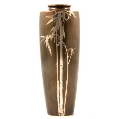 Lot 109 - Japanese bronze vase inlaid with silver, Nogawa workshop, Meiji period