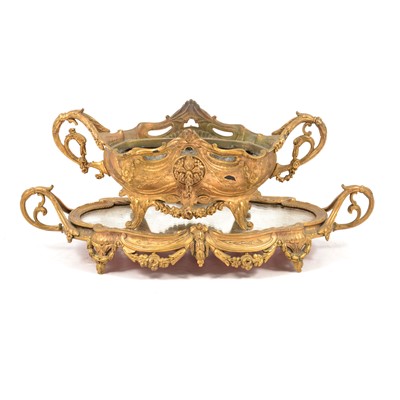 Lot 106 - French 19th century gilt metal table centre on mirrored stand