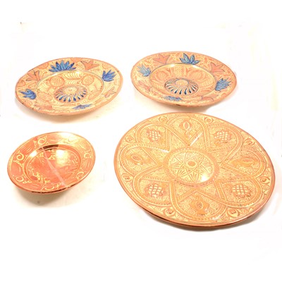 Lot 50 - Three Hispano Moresque lustre chargers and a small dish