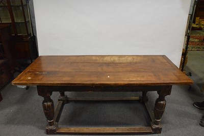 Lot 39 - Joined oak and beechwood farmhouse table
