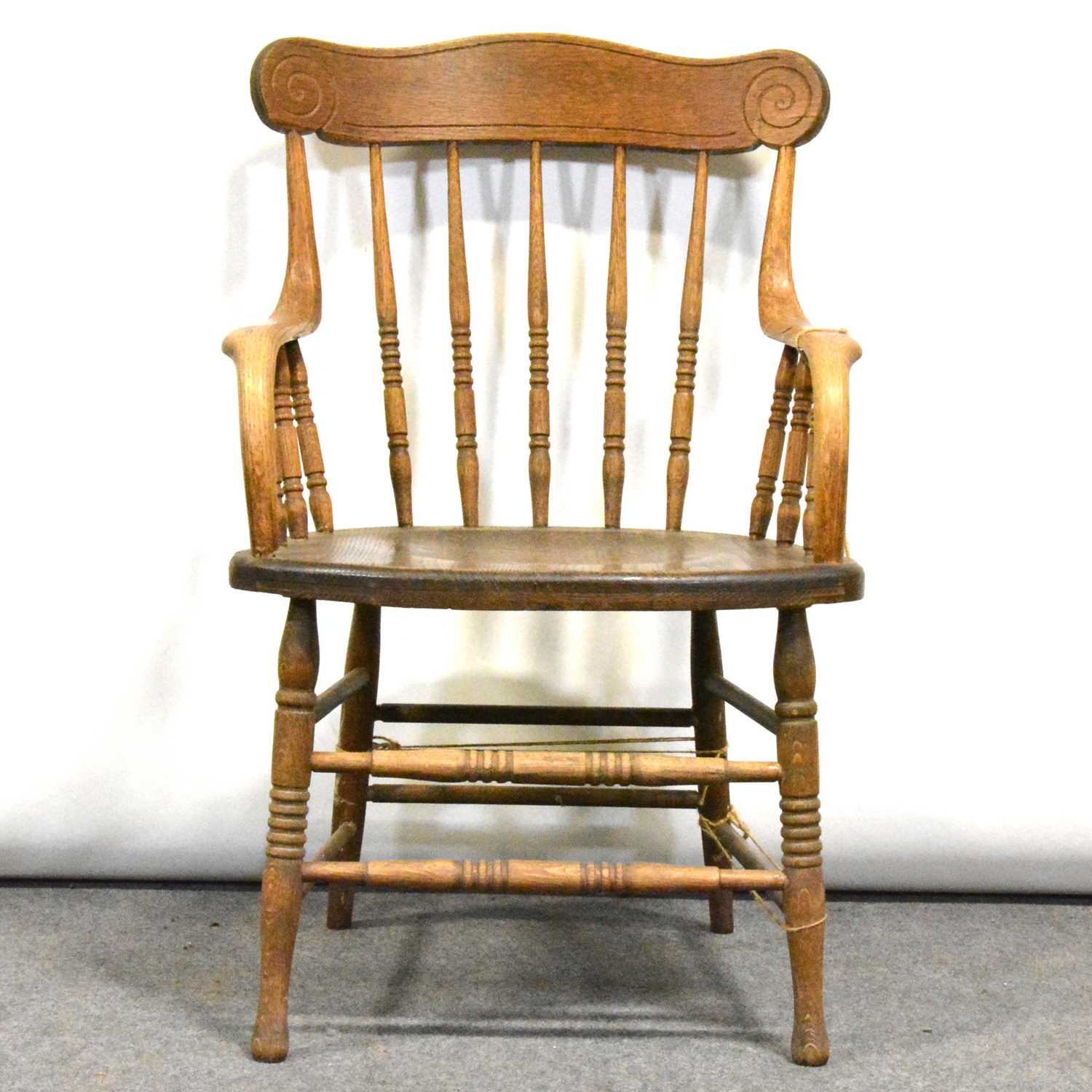 Lot 381 Ash spindle back elbow chair