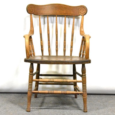 Lot 381 - Ash spindle back elbow chair