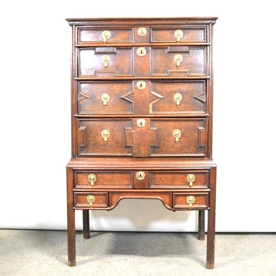 Lot 351 - Jacobean oak chest on stand