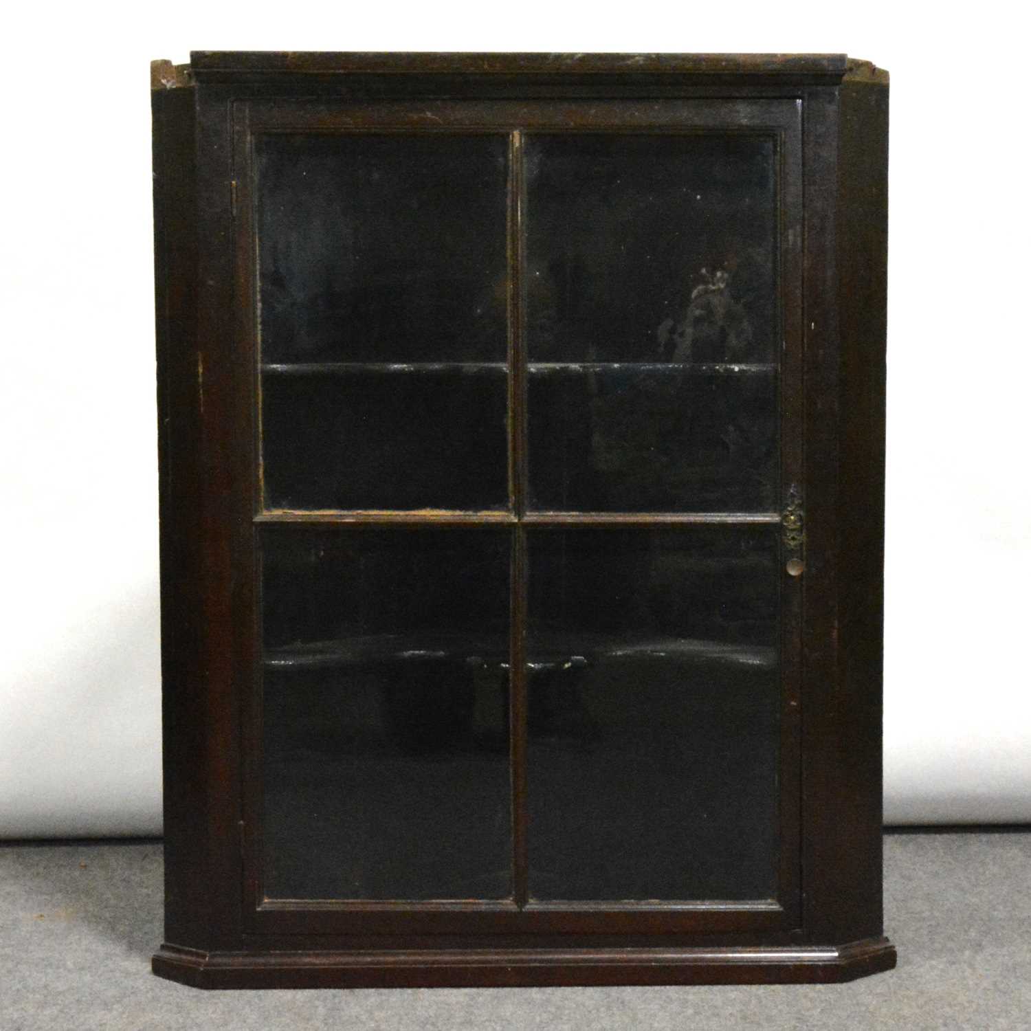 Lot 456 - Stained wood hanging corner cupboard