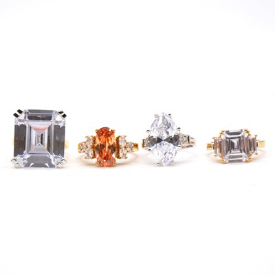 Lot 205 - Windsor & Allen - four dress rings set with large man-made stones.