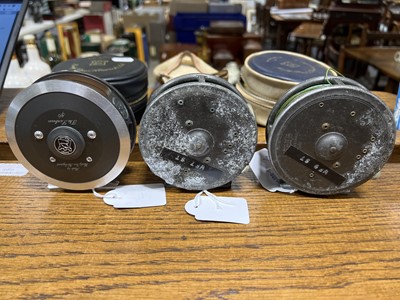 Lot 181 - Hardy Bros. 'The Sunbeam' alloy fly fishing reel, 8/9, and two other Hardy reels
